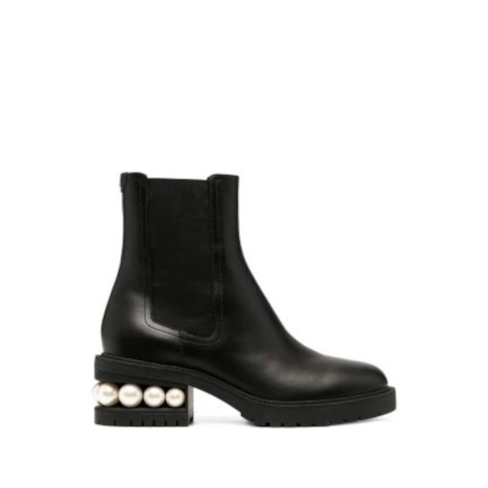 NICHOLAS KIRKWOOD Womens Black Faux Pearl Embellised Heel Casati Chelsea 35